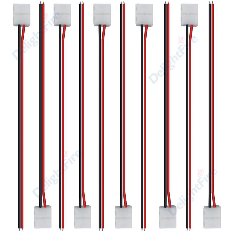 8/10/12mm Solderless LED Strip Connector With 15cm 22AWG Electrical Wire 2/4/5Pin LED Connector For 5050 RGB LED Strip Light