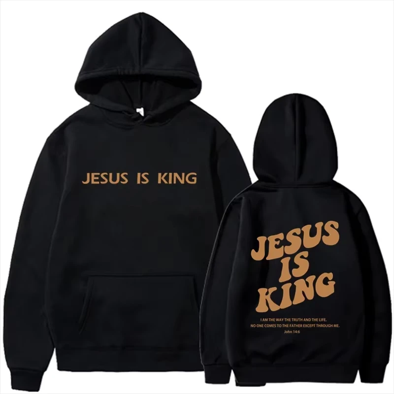 

2025 Fashion New Jesus IS King Letter Printed Harajuku Men's and Women's Hot Selling Casual Morning Running Hooded Sweatshirt