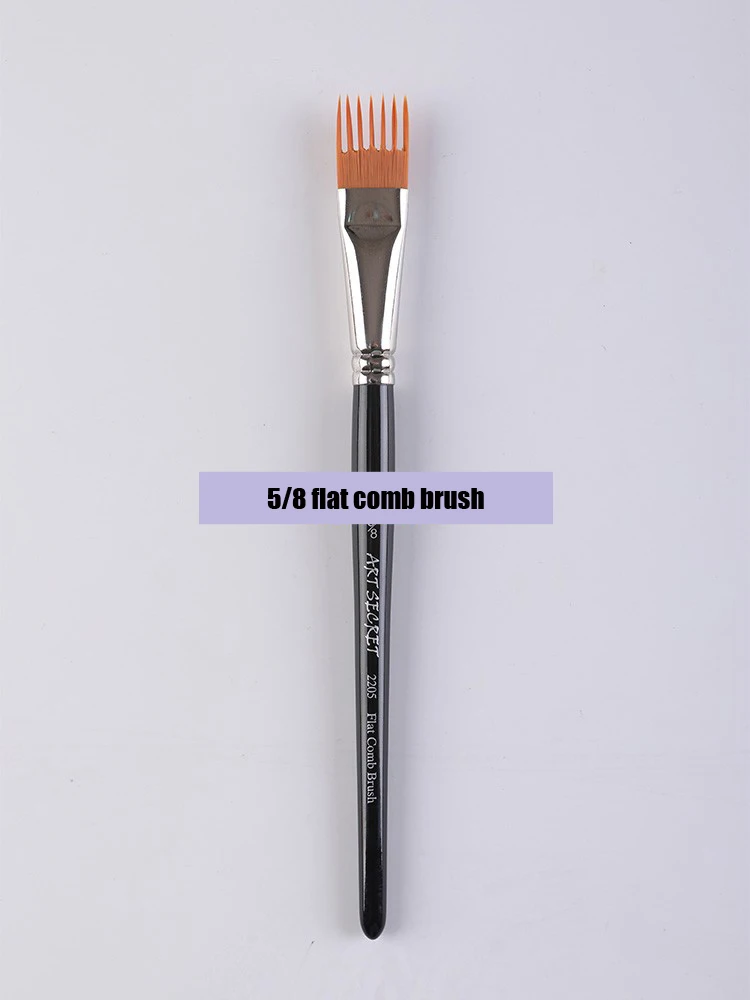 Professionelle 5-teilige flache Kammpinsel, Nylon-Farbzeichnungspinsel, Öl, Künstler, Malpinsel-Set für Künstler, Studenten – Detail 3