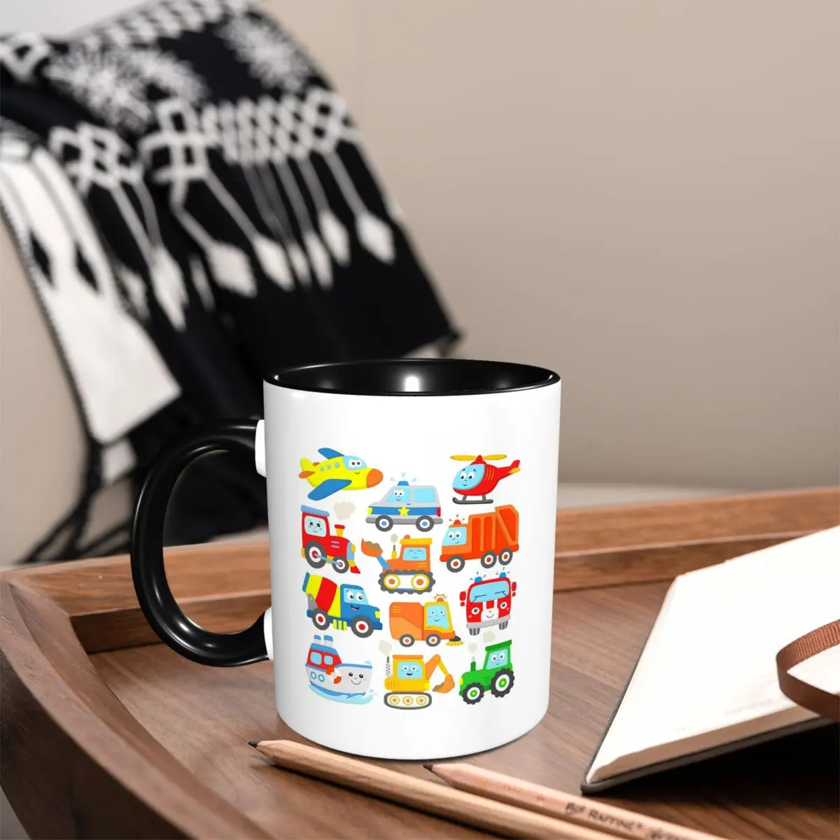 Plane Excavator Trashtruck Ship Tractor Train Police Firetruck Mug Ceramic Coffee Cups Tea Mugs Cup Drinkware Gift for Friend