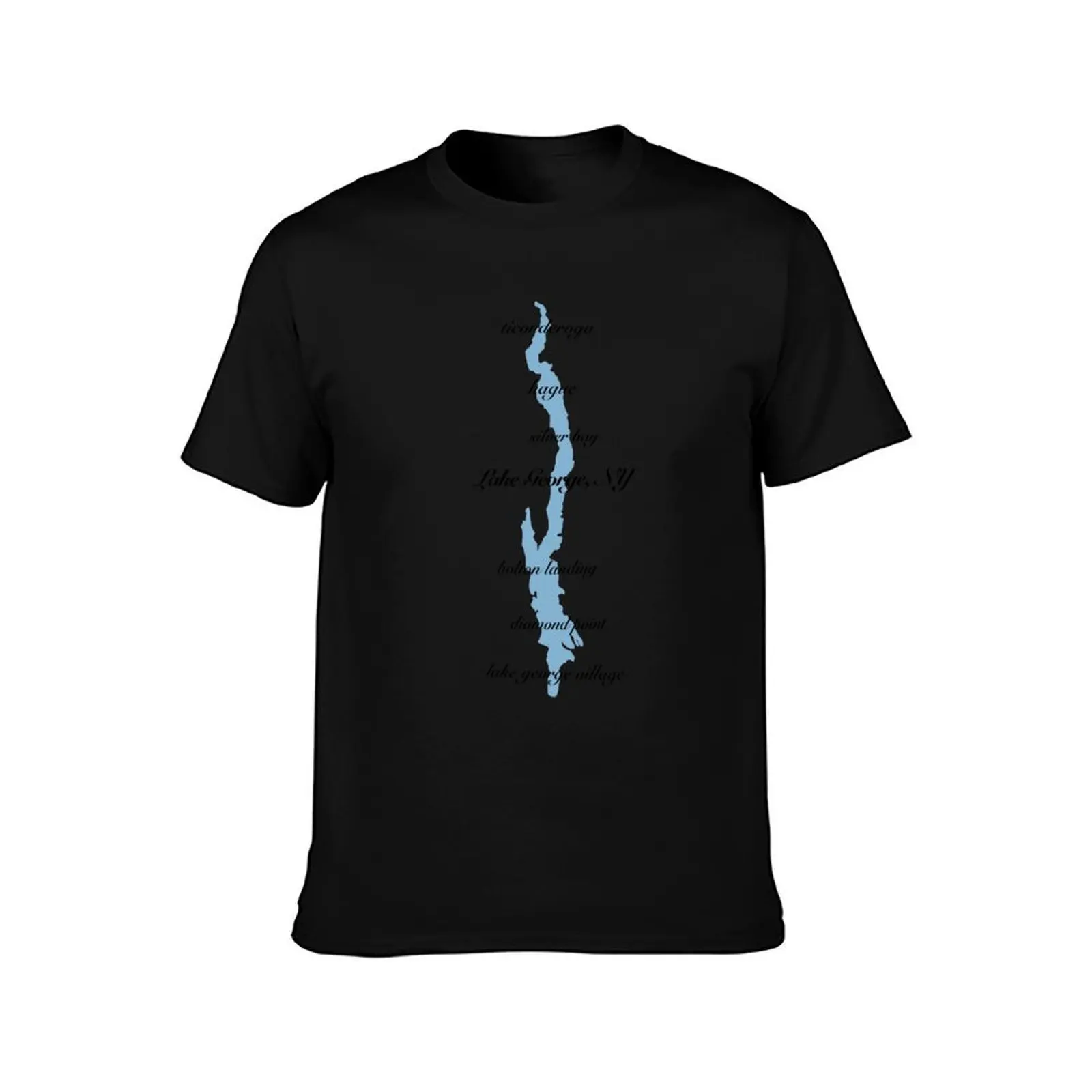 lake george, ny T-Shirt, Summer Casual Cotton Tee, Oversized Streetwear Tops, Vintage Graphic Print, Loose Fit Short Sleeve