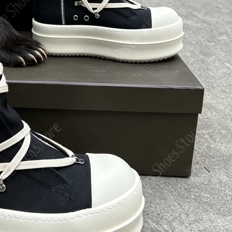 

Men Women High-TOP Shoes Casual Canvas Double bottom Sneakers Luxury Designer Zip Black Boots Five-pointed Star Lace-Up Design