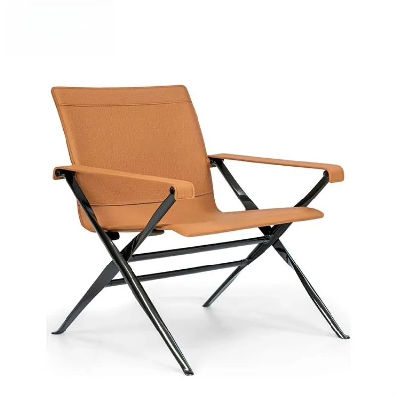 

Modern leather soft designer living room armchair balcony leisure chair villa hotel office furniture