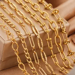 1Meter No Fade Stainless Steel Metal Thick Chains Gold Color Necklace for DIY Bracelet Fashion Jewelry Making Supplies Wholesale