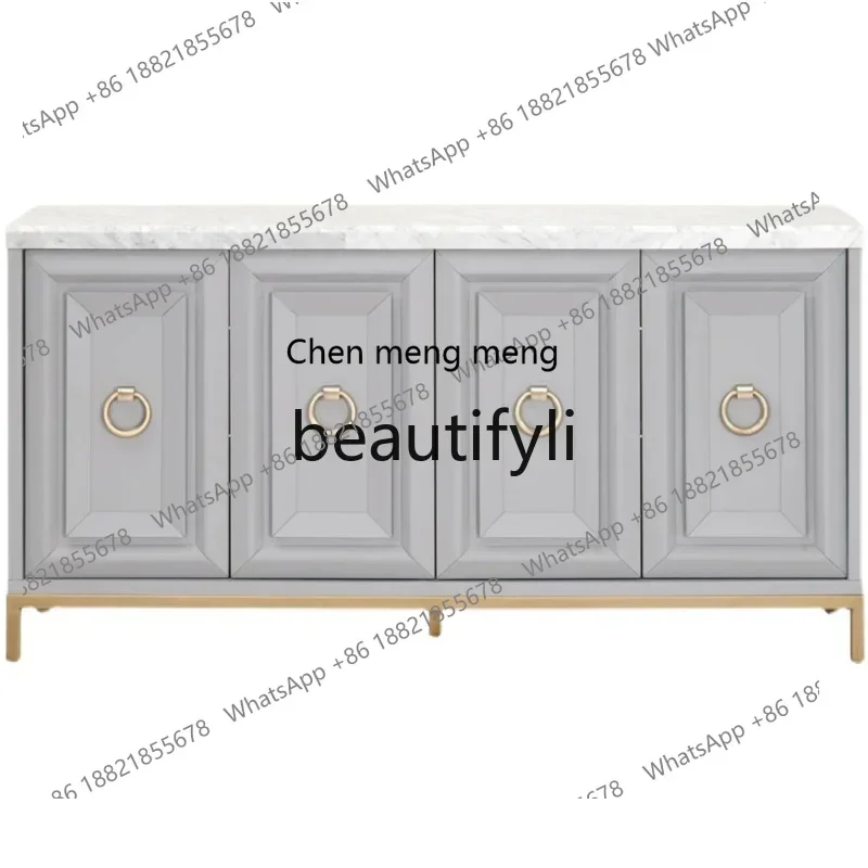 

G American solid wood dining side cabinet marble living room storage light luxury entrance cabinet shoe cabinet