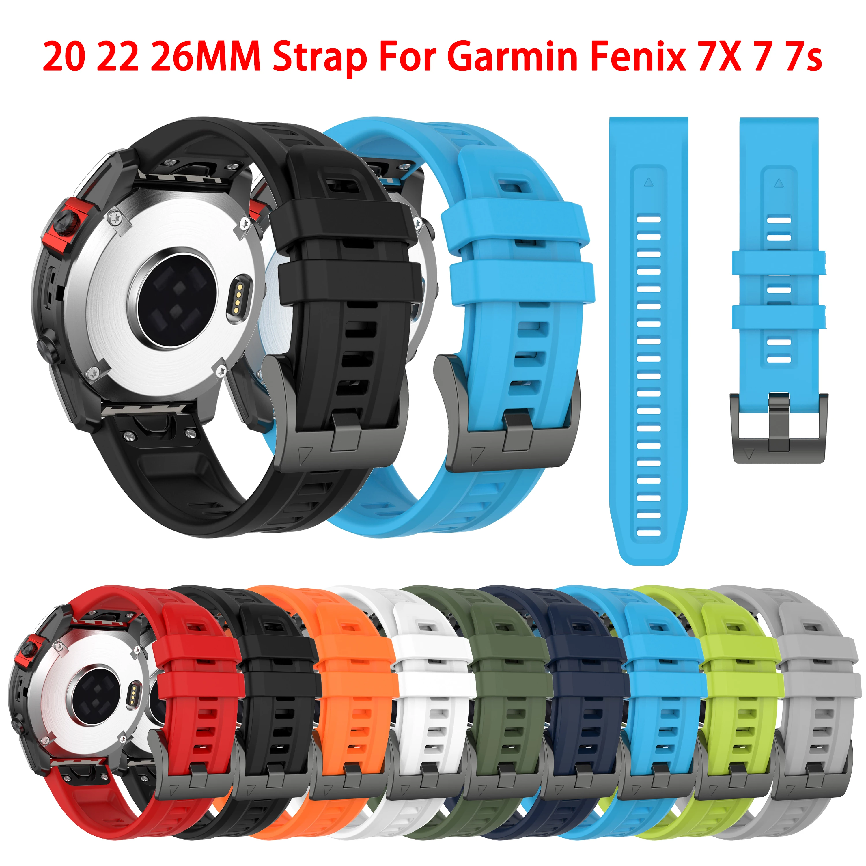 

New 20 22 26mm Smart Watch Band For Garmin Fenix 7X 7 7s 6x 6 6s 5X 5 5s 3HR Forerunner 935 945 QuickFit Strap Silicone Bracelet