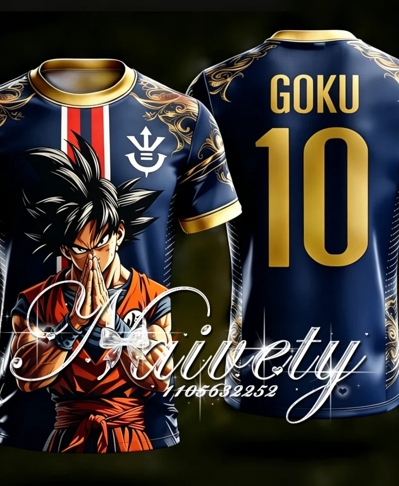 2026 New Summer Dragon Ball Goku 3D Print Soccer Jersey Unisex Quick Dry Loose Anime Sports Training Tee Short Sleeve T-shirt