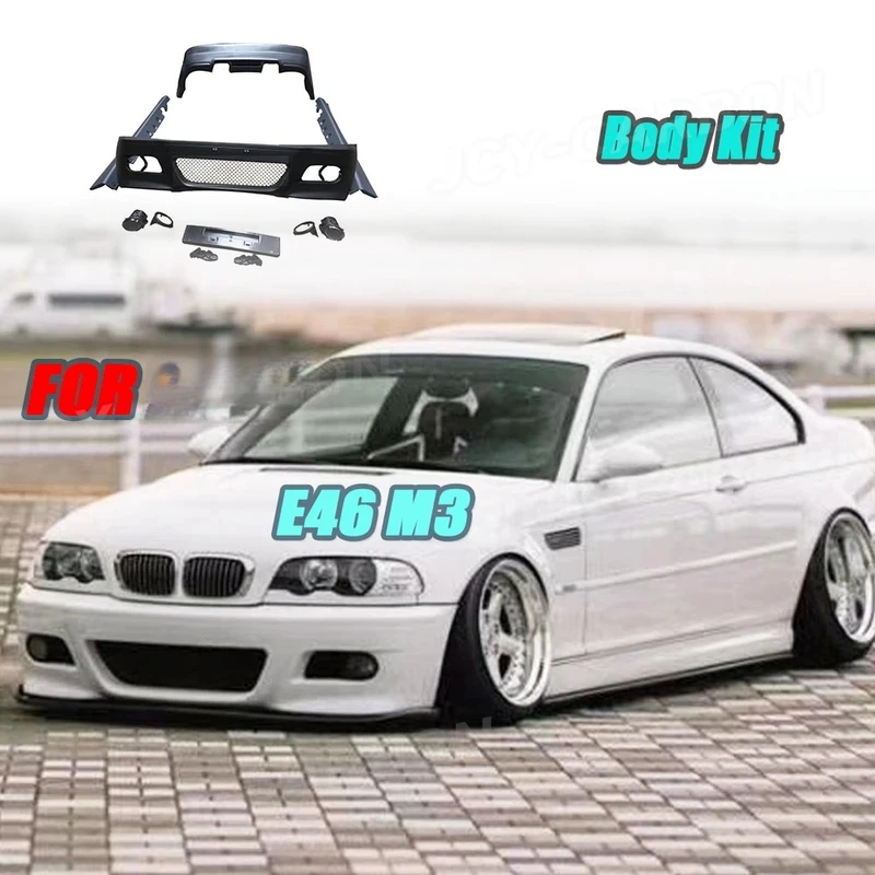 

Комплект обвеса для автомобиля из полипропилена, неокрашенный: передний бампер, задний бампер, боковые пороги, накладки для E46 в стиле M3, аксессуары для тюнинга автомобиля