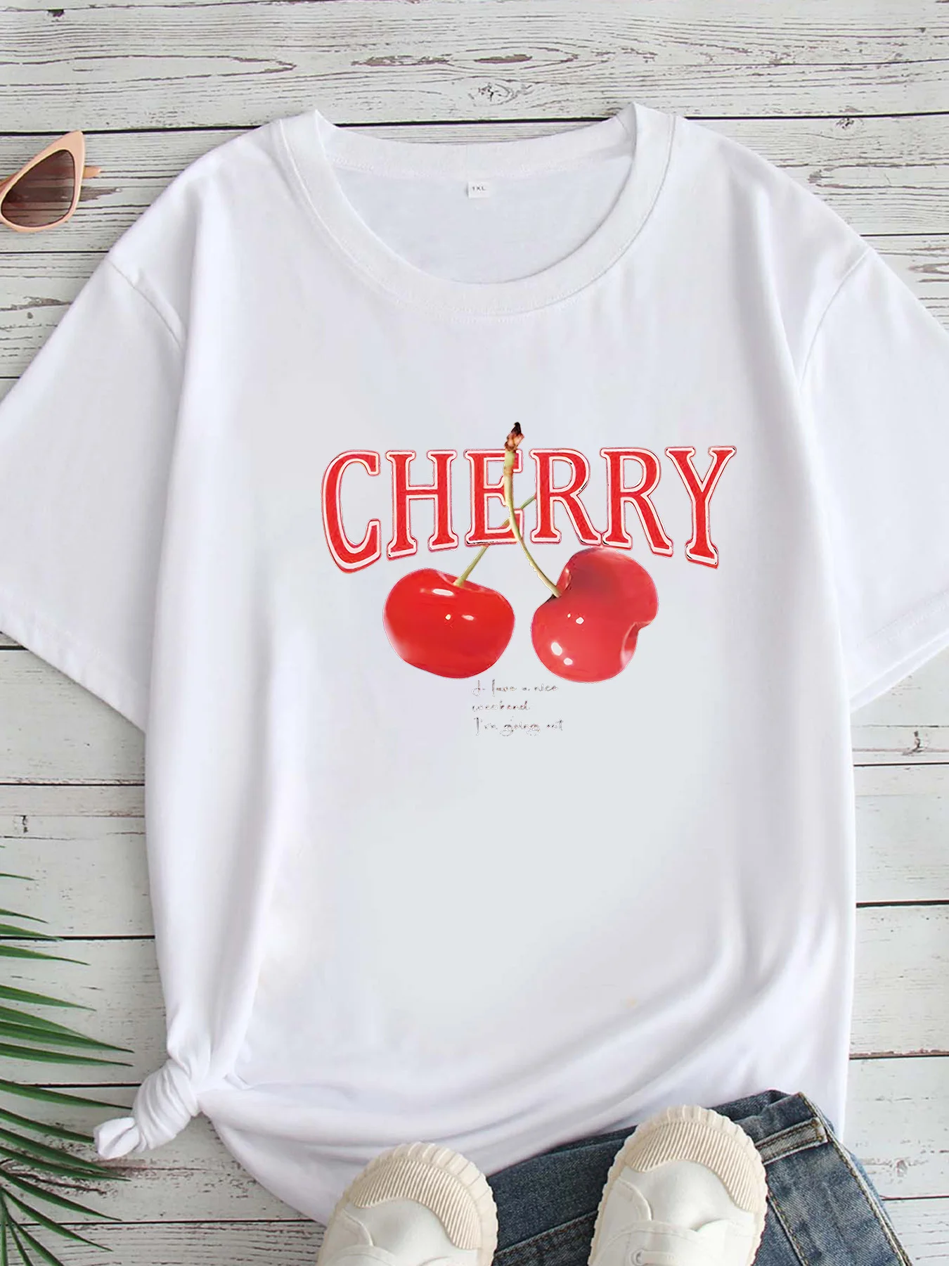 

Women's Large Size Printed round Neck Short Sleeve T-shirt 1-7XL Comfortable Casual Top in European Style