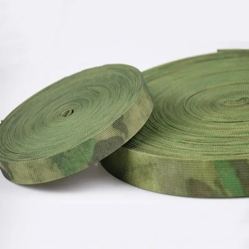 

1 Meter 2.5cm 3.8cm Width Green Ruins Camouflage Webbing A-TACS Non-elastic Strips Tactical Bag Straps Belt Molle DIY Accessory