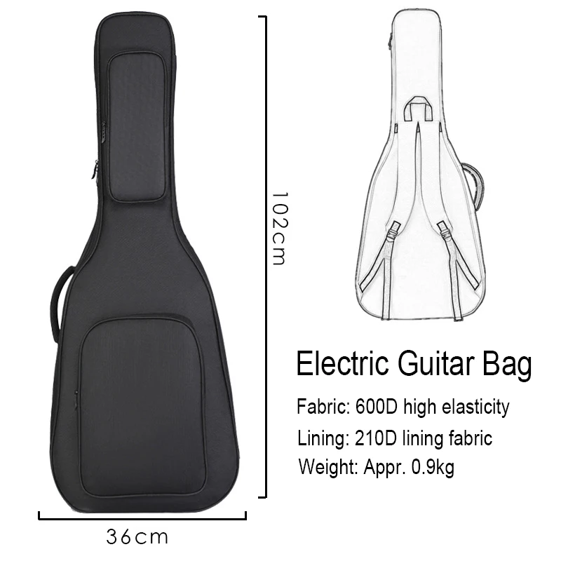 15mm Thickend Cotton Pad Guitar /Bass Bag Rip-stop Backpack Shoulder Bag Cover Carrying Case Color Options Neck Cushion Design image 6