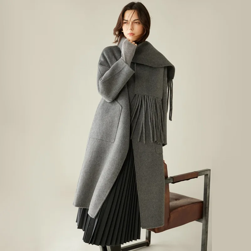 معطف شعر الجمل 100% عالي الجودة للنساء على الوجهين من الكشمير الصوفي #3