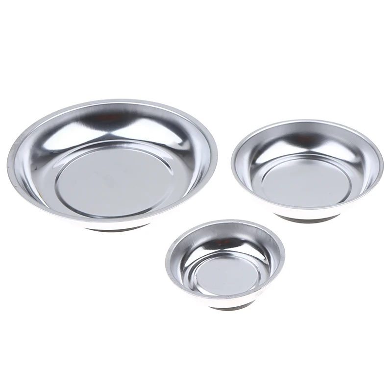 Stainless Steel Strong Magnetic Parts Storage Tray Rectangular Circular 4 Inch 6 Inch Bowl For Bolts Nuts Screws In Home Office