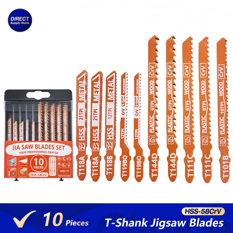 10 قطعة T-عرقوب بانوراما شفرات مجموعة HSS متنوعة للخشب البلاستيك قطع المعادن سريع قطع شفرات المنشار المنحنية للمناشير الكهربائية #1