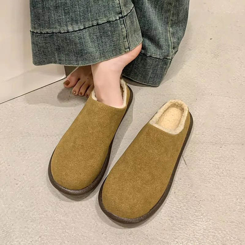 Winter Women Slippers Outdoor Anti Skid Slippers Fashion Casual Warm Fluffy Shoes for Women Indoor Fur Plush Flat Slides Women