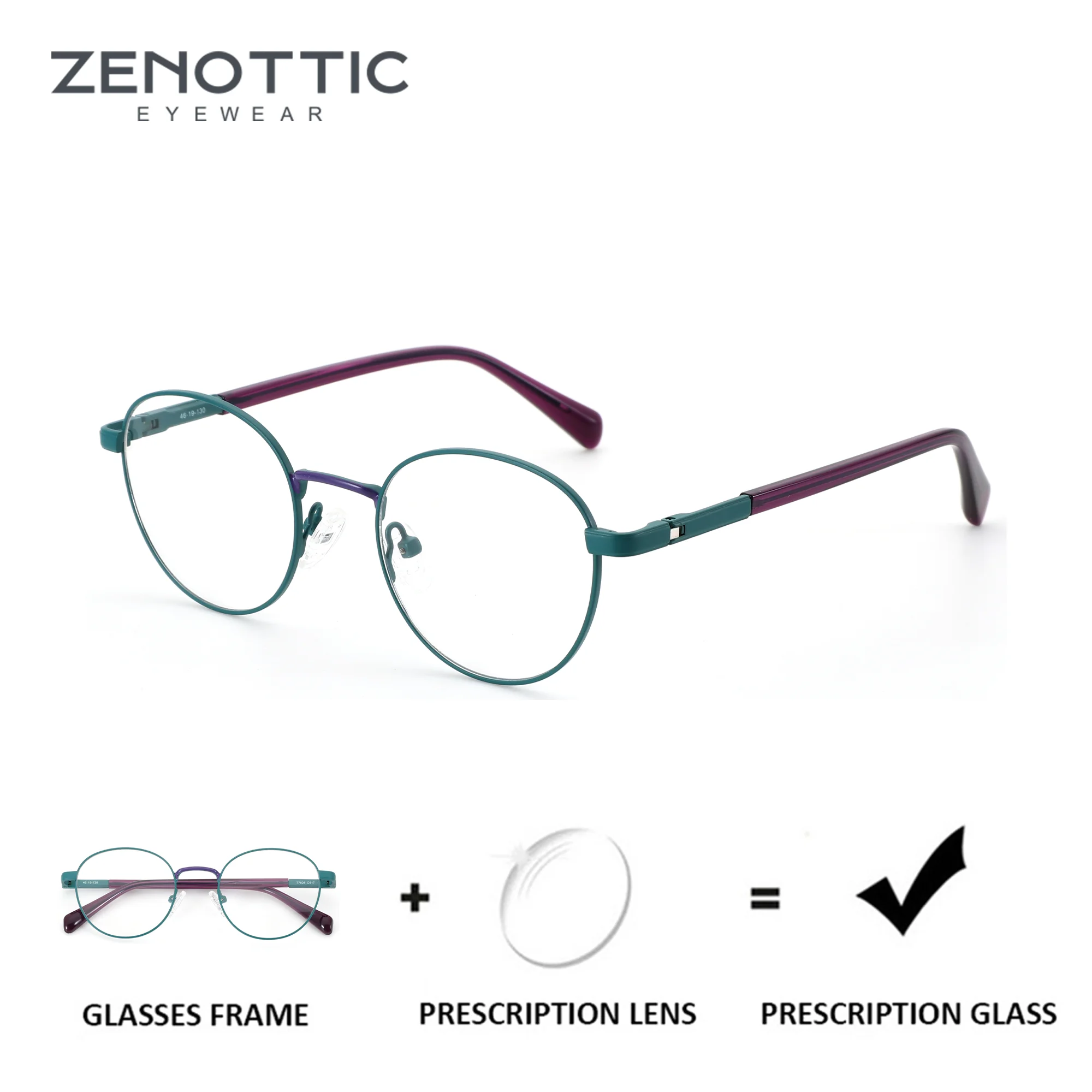 

ZENOTTIC (XS Size) Classic Metal&Acetate Prescription Glasses For Men Trend Square Photochromic Optical Lenses With Recipe