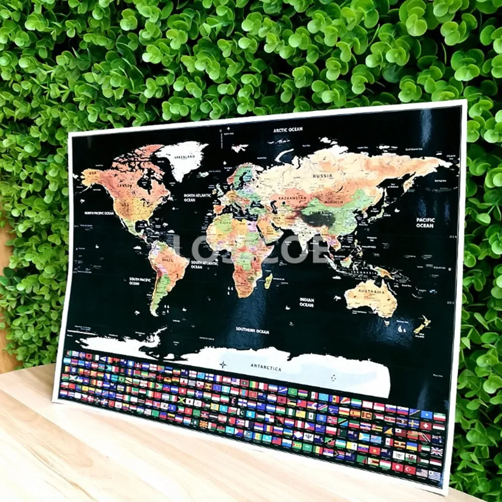 Deluxe Scratch Scratch Maps Posters Global Maps Custom Scratch Layer Coating Poster for travel and Home Decor Painting 1