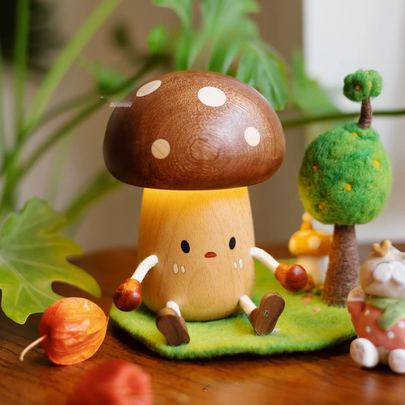 

Mushroom lamp ball/solid wood rechargeable LED night light bedside mother and baby feeding children's room decoration range