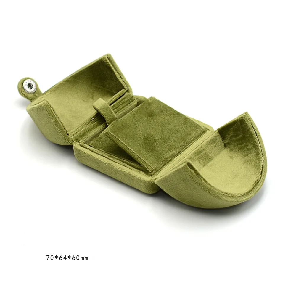 

New Velvet Storage Box Double Door Multi-functional Jewelry Display Box Solid Color Rings Bearer Box