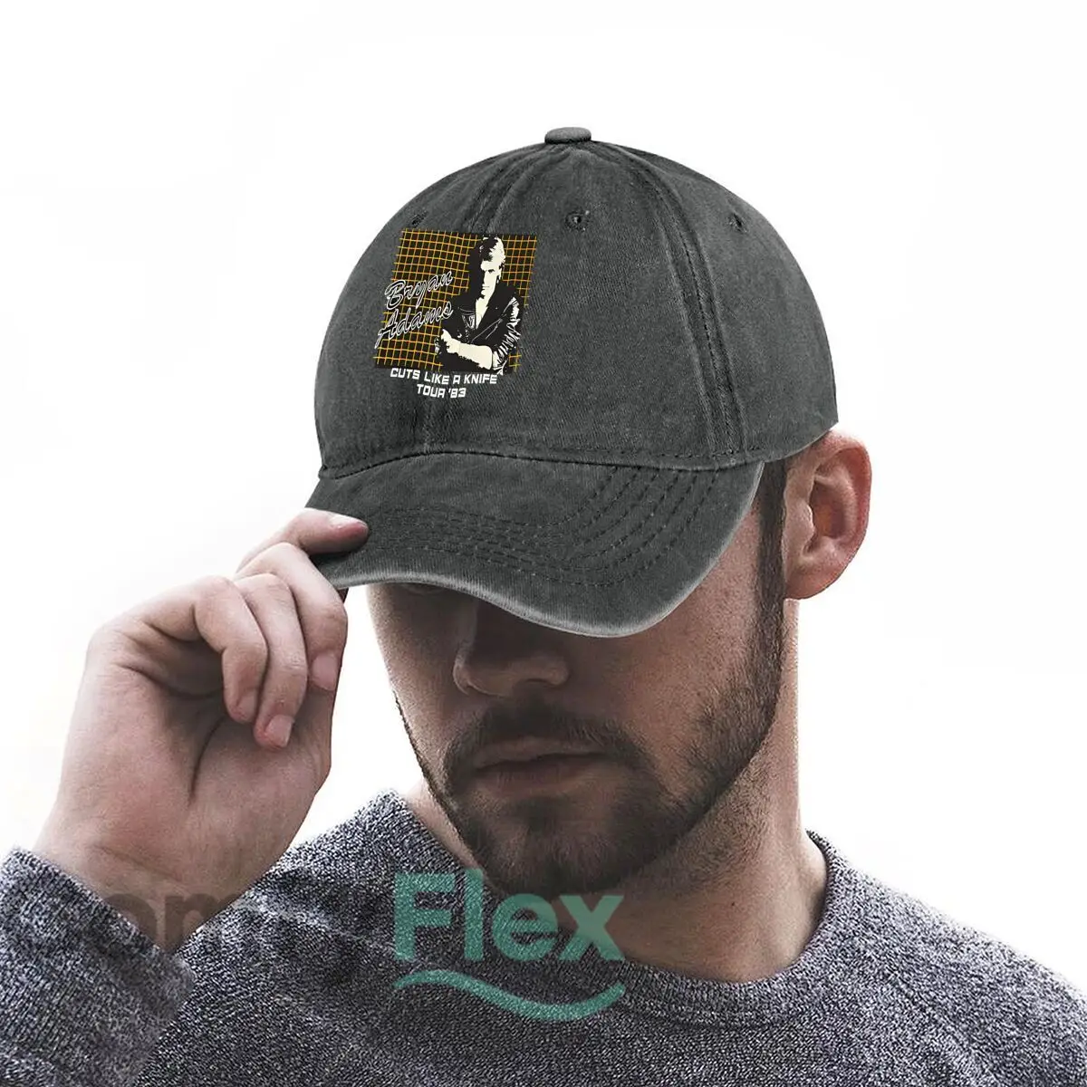 جولة بريان آدامز '83 قبعة بيسبول عصرية مغسولة للأنشطة الخارجية #3