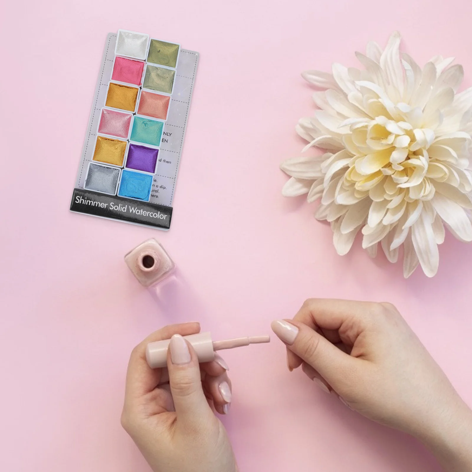 

1 Box Watercolor Solid Pearlescent Pigment Kit Vibrant Colors For Nail Art Manicure Decor Painting Multipurpose Pigment Set