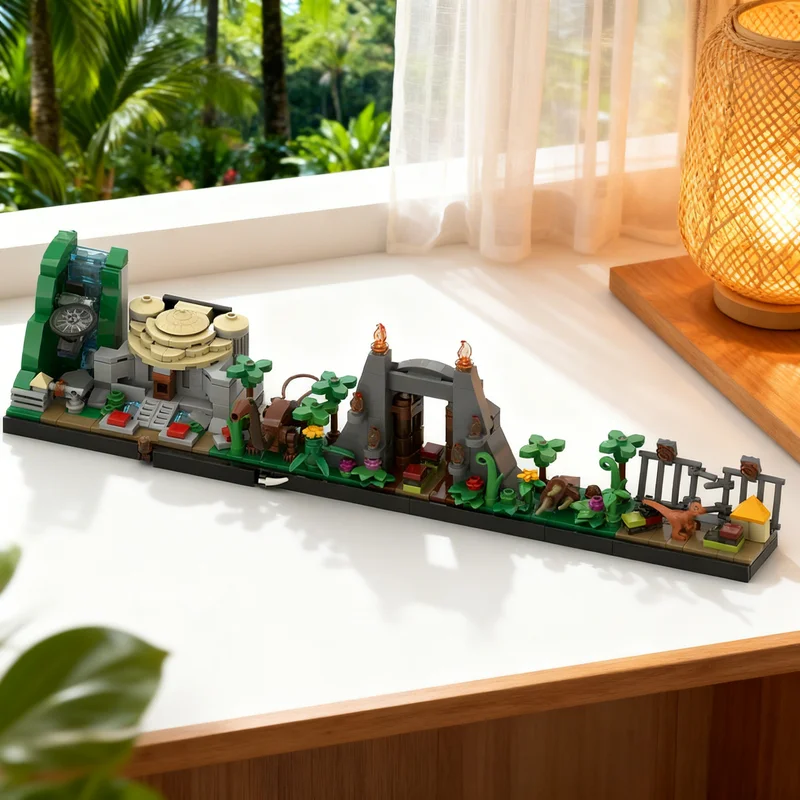 443 Piezas MOC Jurassic Park Skyline, Modelo de Arquitectura, Bloques de Construcción, Juguete de Ensamblaje, Regalo de Navidad, Idea Creativa de Bricolaje