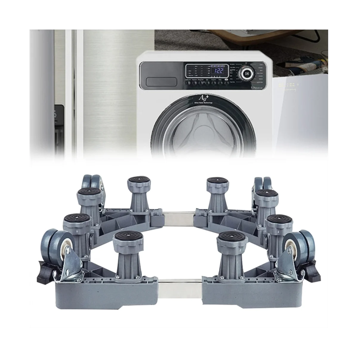 قاعدة الغسالة، حامل الغسالة، قاعدة غسيل مضادة للاهتزاز قابلة للتعديل، 4 عجلات