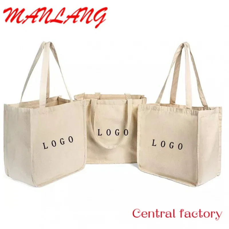 Custom  Eco Friendly Custom Logo Printed Recyclable Promotional Shopping Tote Cotton Canvas Bag