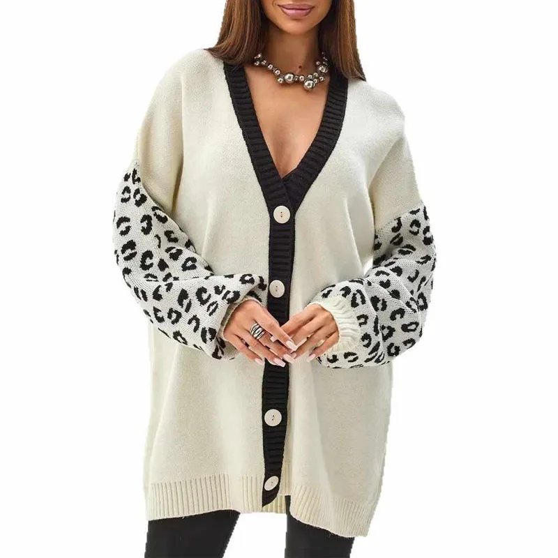 

Knitted Sweater Women Cardigans New Long Sleeve V-Neck Black Knit Sweater Cardigan Women Tops Knitwears Sueters De Mujer Q1090