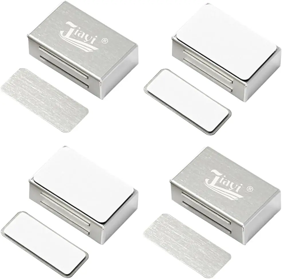 

Magnetic Cabinet Catches 4 Pack with Strong Adhesive, 17LBS Force Stainless Steel No Drill Door Magnets for Kitchen Cupboard