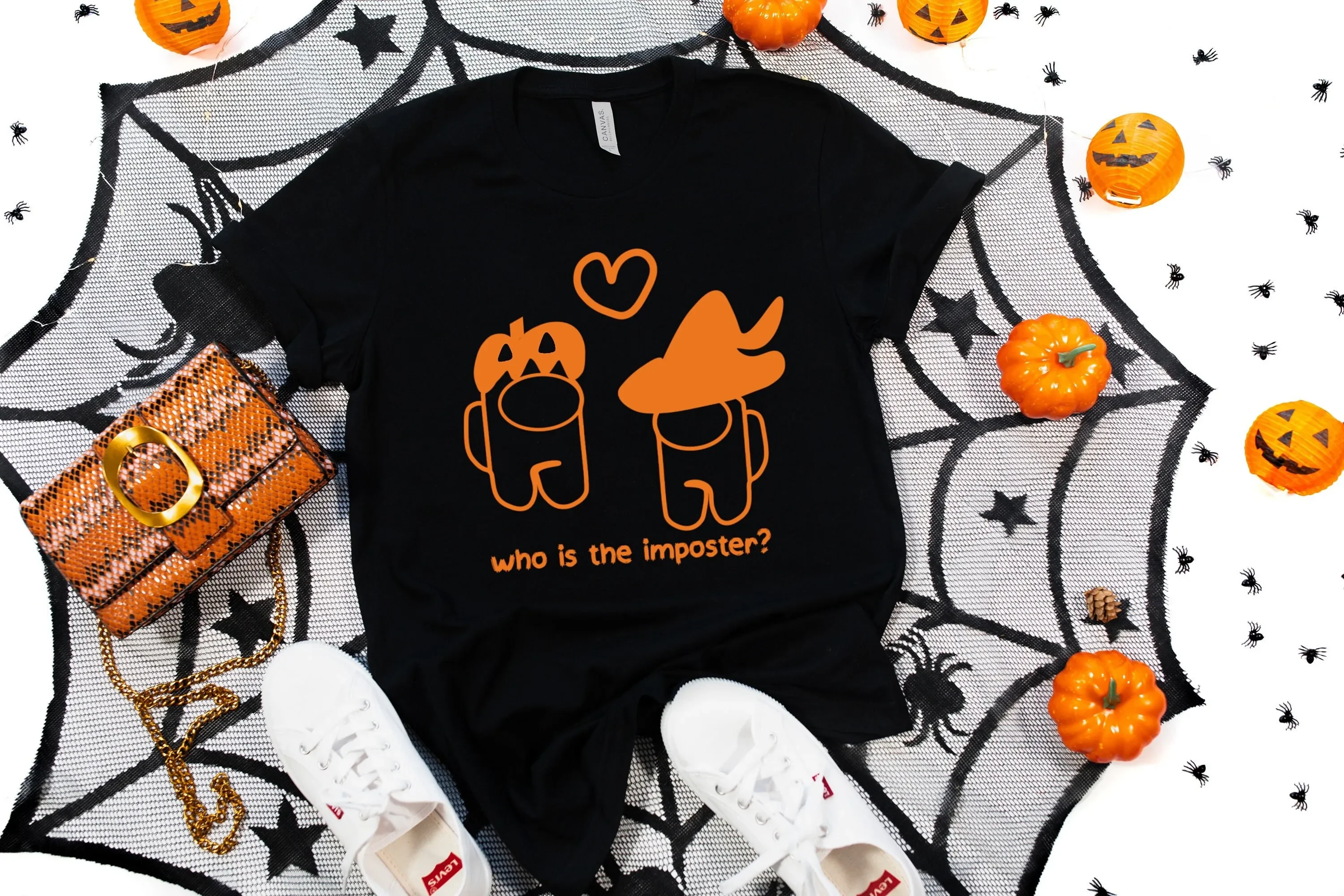 Who is The Imposter T Halloween Shirt Spooky Season Writing on Decorative Vintage