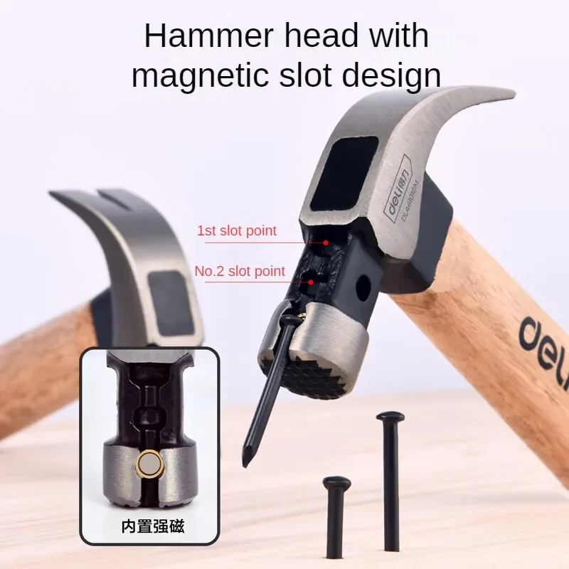 Deli mini wooden handle claw hammer, woodworking , small iron hammer, multi-purpose, nail hammer, 10oz pitted surface tools