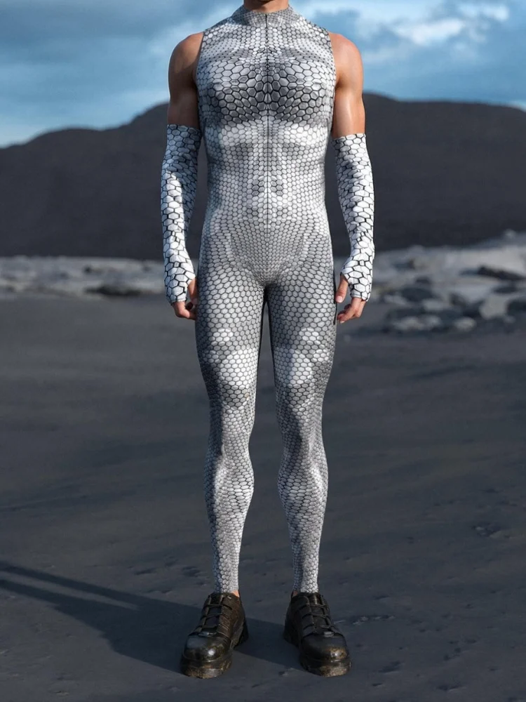 

Men's Stretch Steampunk Fashion Sexy Jumpsuit Halloween Carnival Party Stage Role-playing Performance Costume Zentai Suit 2025