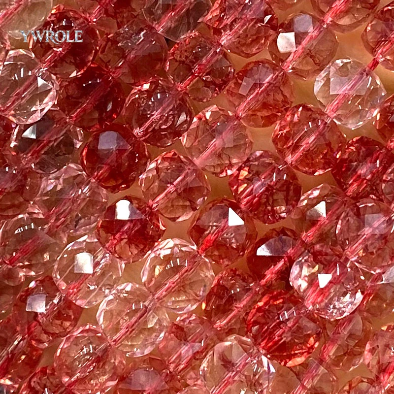 Faceted Cube Crystal 7-8mm Natural Stone Rose Red Loose Spacer Beads for Jewelry Making Diy Bracelets Charms Accessories 15''