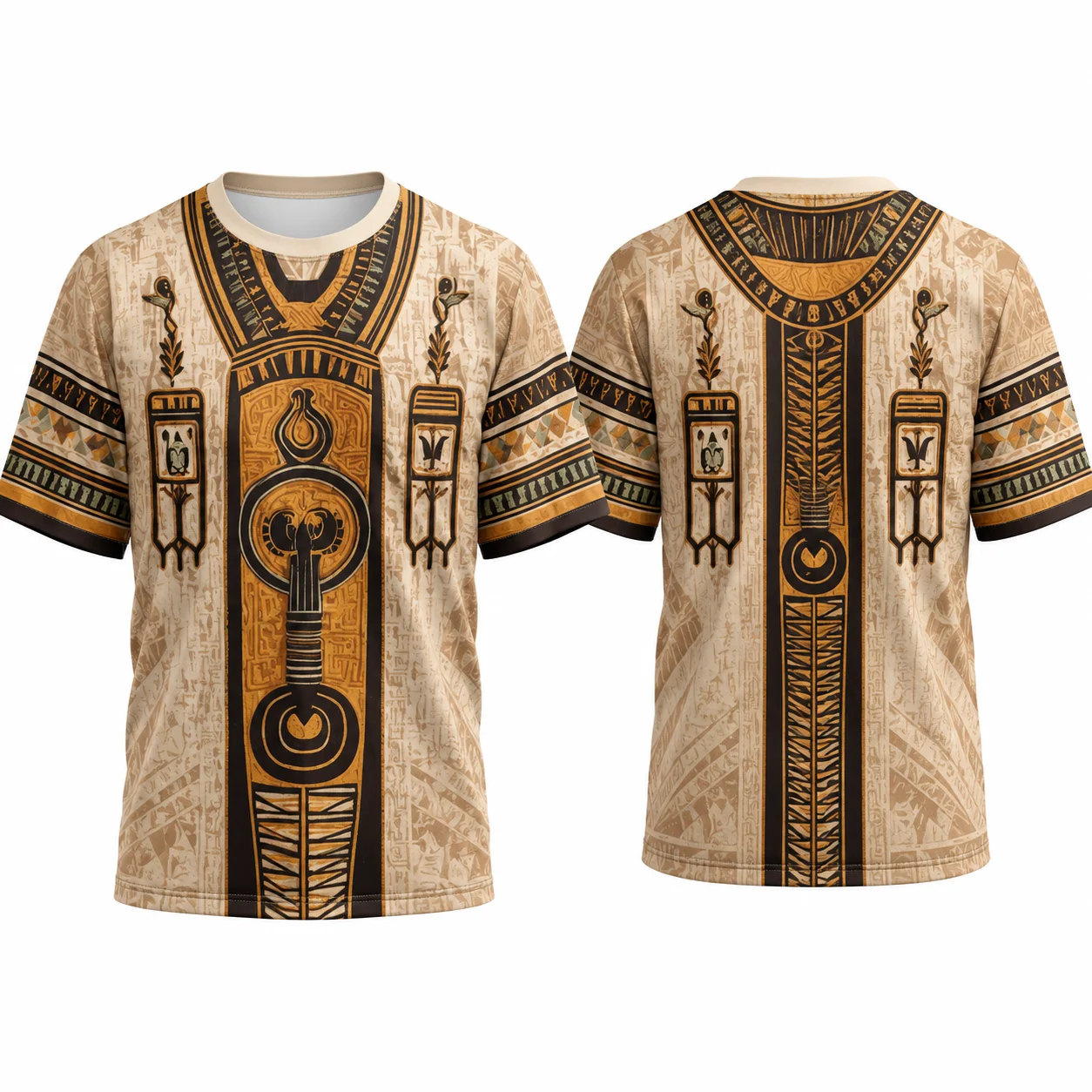 Men's Women's Short-sleeved 3D Printed T-shirt  Full Ancient Egyptian Totem Print T-shirt Retro Ethnic Style Top Kids Clothes