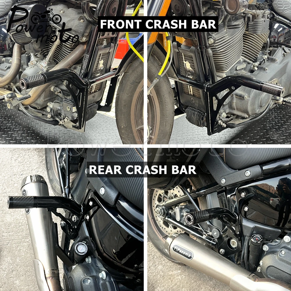 شريط أوتاد التصادم الأمامي والخلفي لدراجة Harley Softail Street Bob FXBB FXBBS Low Rider ST FXLRST S FXLRS FXLR Fat Bob FXFB FXFBS 2018-2024