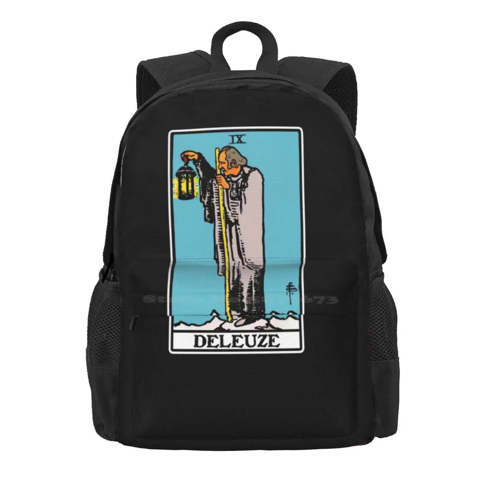 Deleuze As The Hermit Tarot Card Hot Sale Schoolbag Backpack Fashion Bags Deleuze Tarot Hermit Nietzsche Philosophy Guattari