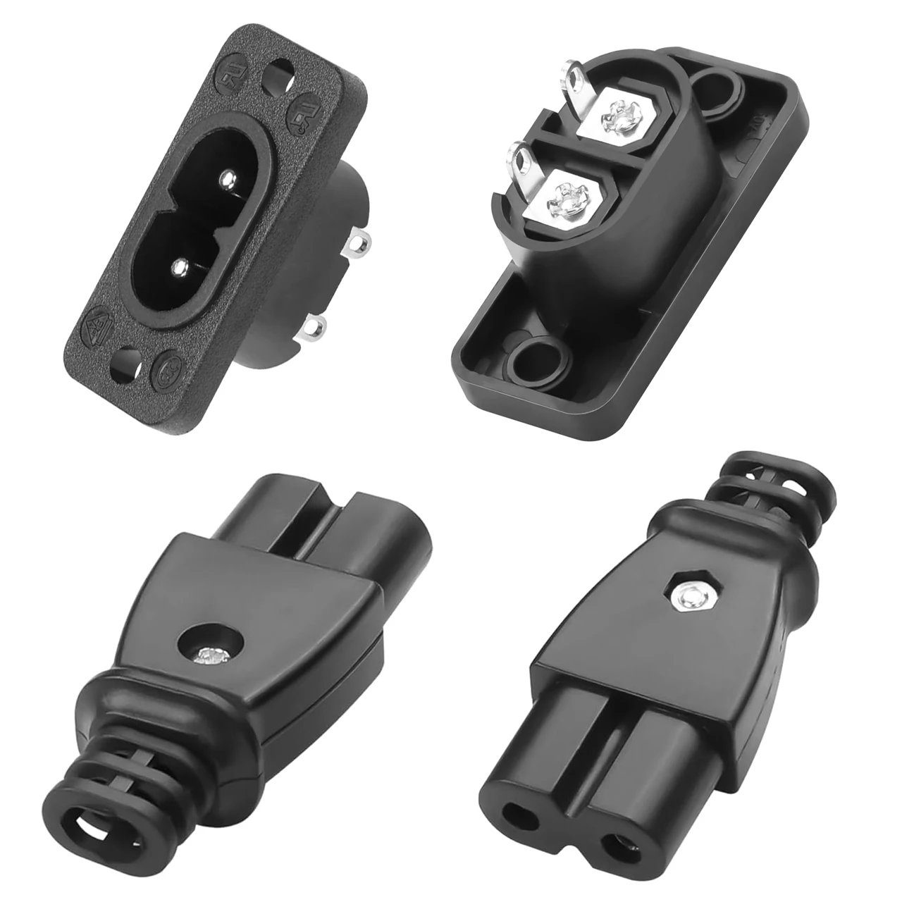 C8 Panel Mount Plug C7 Repair Plug IEC Inlet Module Power Connector Socket Straight 230V - 250V AC 2.5A Device Plug Socket