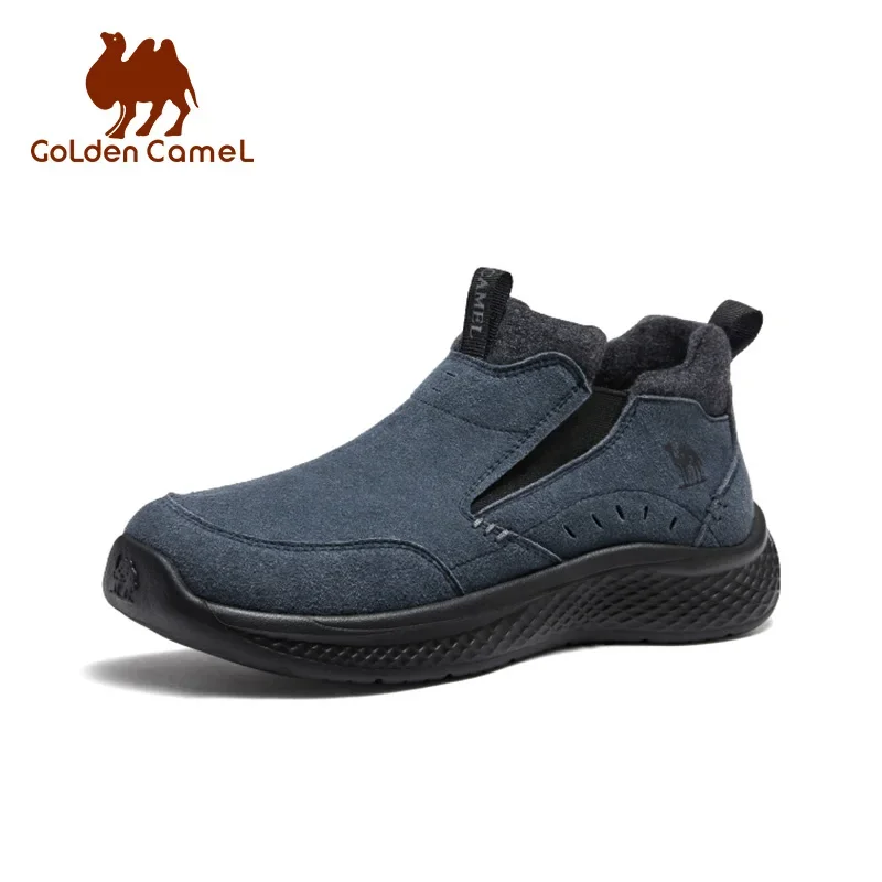 GOLDEN CAMEL High-top Men's Shoes 2025 Winter Soft Elastic Non-slip Casual Walking Shoes Plus Velvet Thickened Dad Cotton Shoes