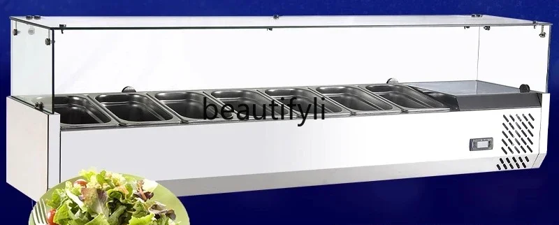 

A61 Commercial desktop refrigerated dessert display cabinet stainless steel desktop fresh-keeping cabinet, pizza table