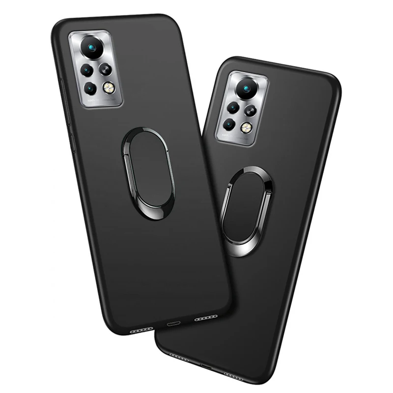 

Infinix Note 11 Pro Case 6.95 Inch Red Black Finger Ring 360 Degree Rotation Soft Silicone Funda for Infinix Note 11S Cover