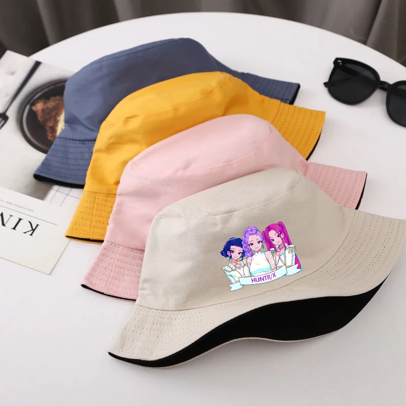 

KPop Demon Hunters Bucket Hat Summer Sun Cap Adjustable Travel Fashion Hats Adult Polyester Universal Casual Outdoors Supplies