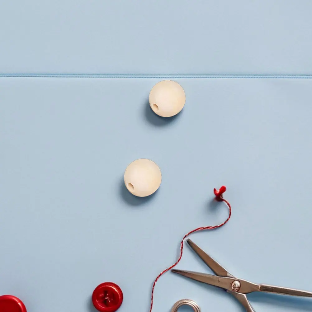 

100Pcs Wooden Beads Natural Color Round Smooth Unfinished Beads for DIY Jewelry Making Garland Ornaments Crafts