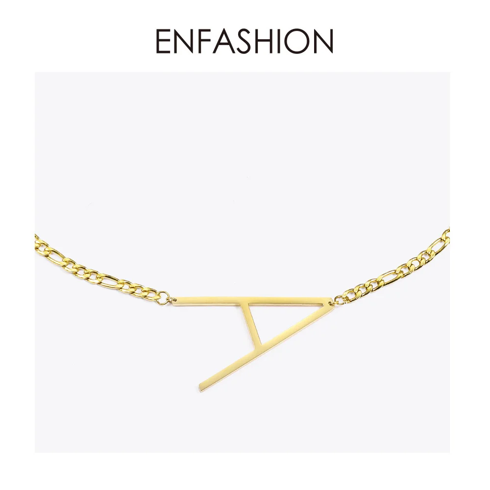 ENFASHION Initial Letter Choker Necklace Women Gold Color Stainless Steel Alphabet Pendant Necklace Lady Fashion Jewelry P193042