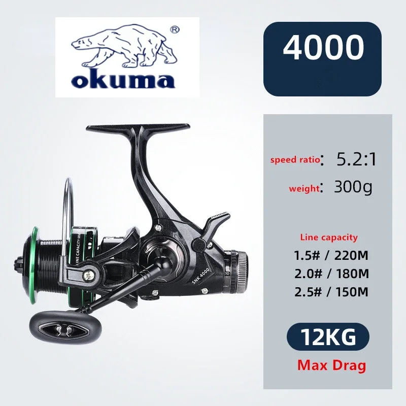 Imagem -04 - Okuma-carretel de Pesca de Freio Duplo 20max Relação de Velocidade de Arrasto 5.2:1 14 Mais 1bb Todo o Copo de Fio de Metal Roda de Giro 30006000