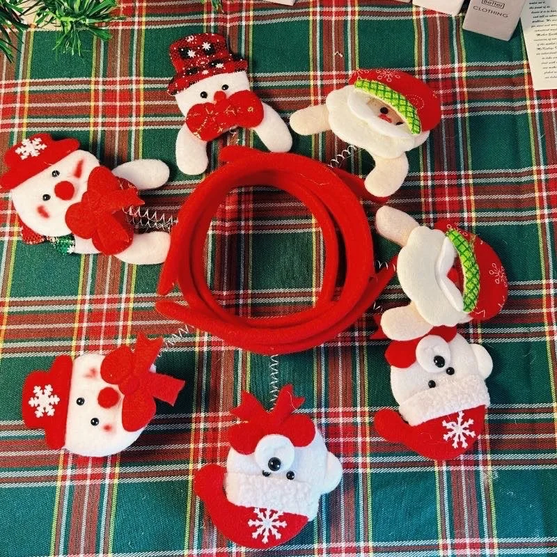 

Playful Christmas Headband with Santa Snowman Design, Essential Large Bow Hair Clip for Women, Holiday Party Gift