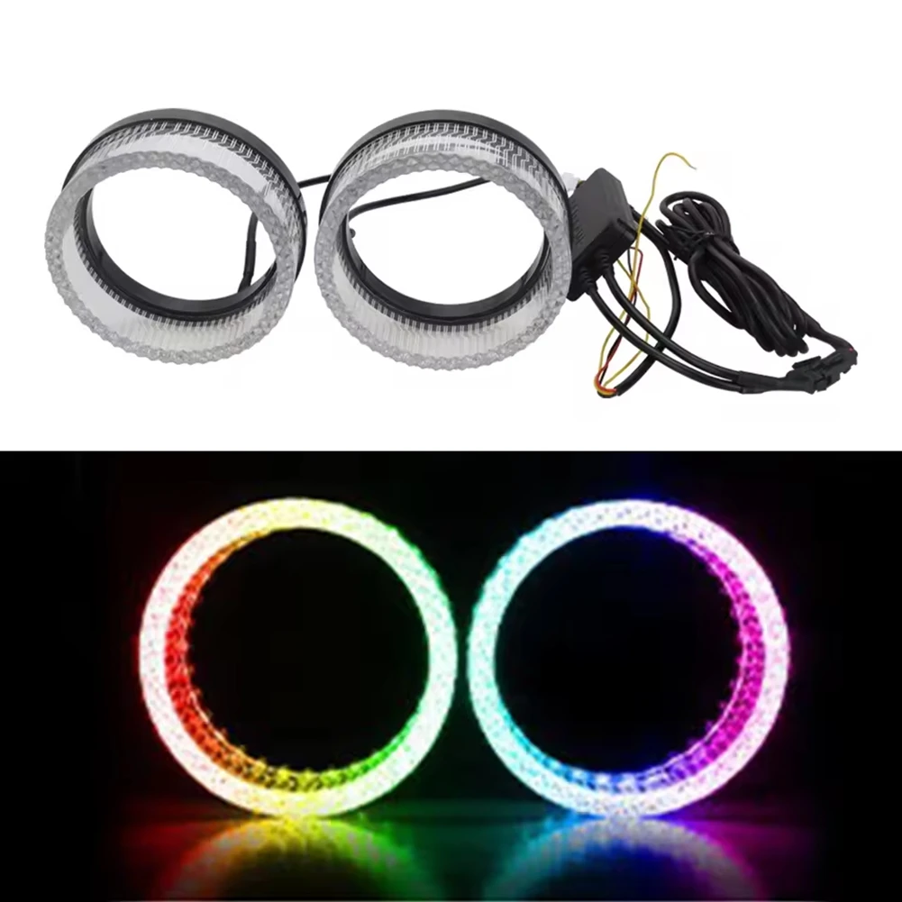 App Controlled 2 In 1 RGB Led Symphony Angel Eyes Ring Light For Car With Daytime Running Light DRL Function