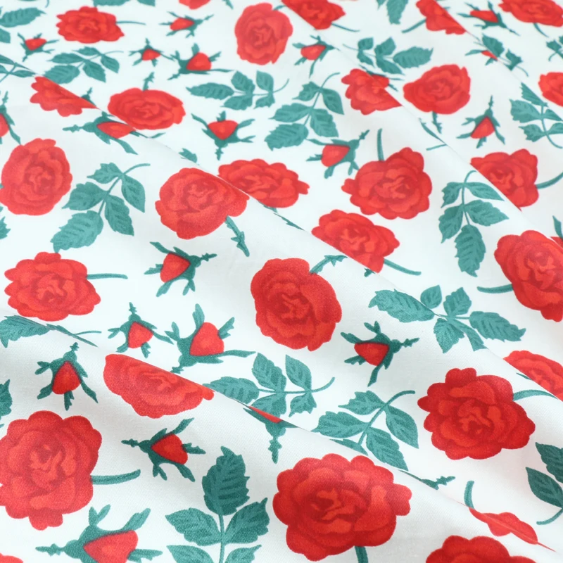 160x50cm Leaf Rose Printed Fabric Summer Quilt Dress Sun Hat Children's  Protection Clothing Pants Pure Cotton Cloth