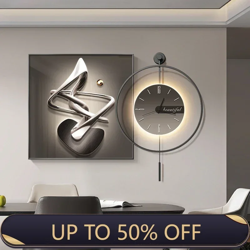Modern Simple Restaurant Decoration Painting High-end Clock Hanging Painting Light Luxury Living Room Wall Decoration Clock