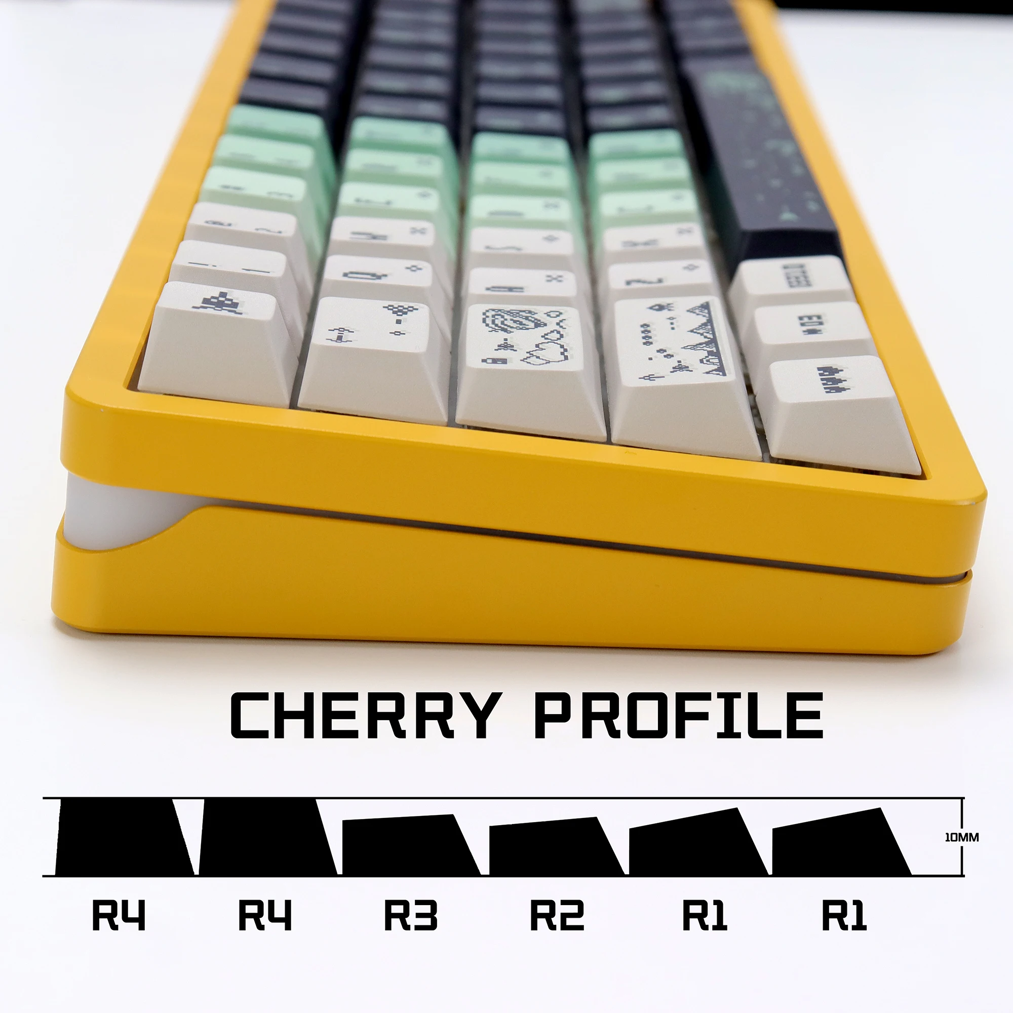KBDiy 143 Key/Set Space Impact Keycap ISO Retro Gradient Cherry Profile PBT Keycaps Alice Split Space For 60 Mechanical Keyboard